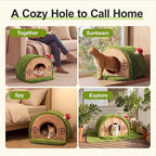 Cat Bed for Indoor Cats - Cute Cat Bed Cave, Tree Hole Cat House Tent for Kittens and Small Medium Pets with Removable Washable Cushion & Anti-Slip Bottom, Enclosed Kitten Bed Hideaway