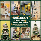 Modern Cat Tree-51.2" Cat Christmas Tree w/Thick Scratch Post(φ5.4in), Wood Cat Tower w/ 3 Condos-Heavy Duty Furniture w/Metal Frame & Replaceable Mat for Indoor Kitty, Green