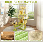 Yellow 71 Inch Flower Cat Tree Tower, Cat Tower for Indoor Cats Large Adult, Multi-Level Cat Tree with Scratching Posts, Hammock, 2 Condos and a Large Top Perches for Indoor Cats