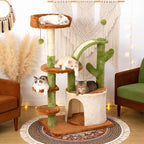 Cactus Cat Tree for Indoor Cats, 36" Multi-Level Cat Tower with Sisal Scratching Posts, Stable Cat Condo with Perches and Steps, Brown