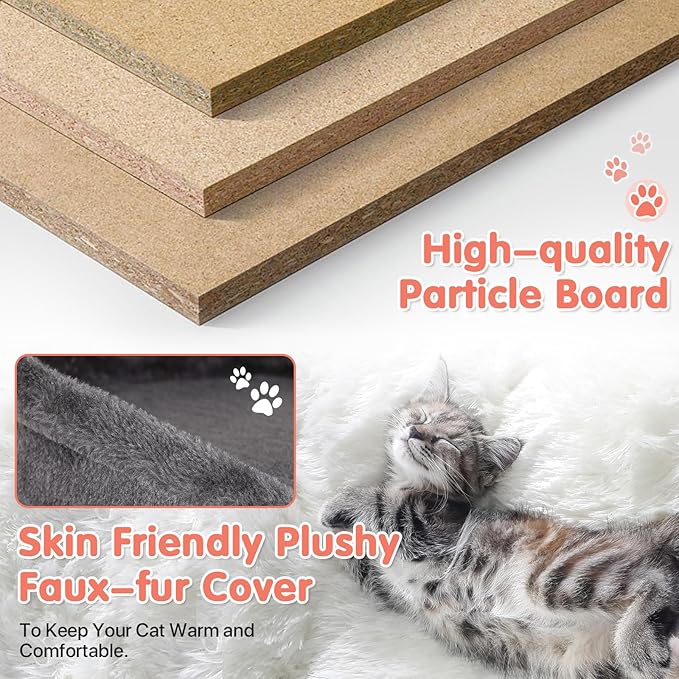 Cat Tree with Scratching Post,Cat Tower House for Indoor Large Adult Cats Kittens,21x21x70in Multi-Level Activity Cat Cando Furniture,Ashy