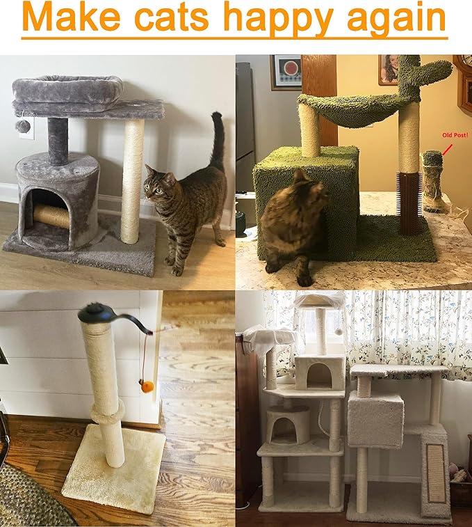 4 Pcs 2.9in 7.4cm Diameter Cat Scratching Post Replacement Pole Parts for Cat Tower (M10, 19.7in/50cm)