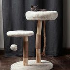 Habitat Haven The Oasis Cat Tree - Luxury Cat Condo, Modern Indoor Tower with Faux Fur Bed, Scratching Posts, and Toy for Cats, 23.5-Inch Width x 18-Inch Depth x 28.5-Inch Height