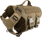 ICEFANG GN3 Tactical Dog Harness with 6X Buckle,Dog Molle Vest with Handle,3/4 Body Coverage,Hook and Loop Panel for ID Patch,No Pulling Front Clip (L (28"-35" Girth), Coyote Brown)