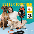 No Pull Dog Harness and Leash Set for Extra Large Dogs – Adjustable Reflective Breathable Soft Padded Easy Control Dog Harness for Training & Walking, Orange (X-Large)