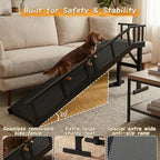 73" Dog Ramp for Bed,Birchwood Pet Ramp with Removable Side Rail and Non-Slip Surface, Pet Ramp for Small & Large Dogs with Rest Platform and DIY Glow Strips,Dog Stairs for Couch, Black