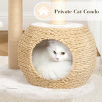 44.8in Gothic Cat Tree, Black Cat Condo Cats Tower with Coffin Bed & Sisal Scratching Posts, Scratching Ramp and Comfort Basket for Indoor Cats