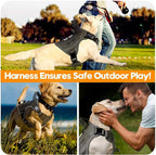 Heavy-Duty Tactical Dog Harness for Large Dogs, No Pull Adjustable Reflective Pet Vest with Molle System, K9 Military-Grade Control for Service Training, Outdoor & 10+ Breeds, Gray, Medium