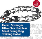 Herm Sprenger - Stainless Steel Ultra-Plus Prong Dog Training Collar - Black - 3.25 mm x 18" Neck Size; 22" Chain Length