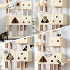 Globlazer Extra Large Cat Tower, 81-inch Tall Cat Tree for Big Cats 20 lbs, XXL Heavy Duty Cat Scratching Tower for Indoor Adult Cats with 3 Cat Condos, 8 Scratching Posts, F81, Beige