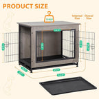 Shintenchi Dog Crate Furniture, Double-Doors Kennel Indoor with Removable Tray, End Table Dog House for Small Medium Breed, 32.5" L, Grey