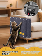 2PCS 39.4"x15.8" Cat Scratch Mat, Trimmable Self-Adhesive Carpet, DIY Climb Cat Scratcher for Furniture Couch or Wall Protector, Covering Cat Scratching Post Replacement Pads (Dark Gray)