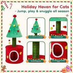 Cat Tree Tower for Indoor Cats, Small Cat Tree with Sisal Scratching Posts and Cozy Cat Bed, Multi-Functional Cat Furniture for Small and Adult Cats，Green&Red
