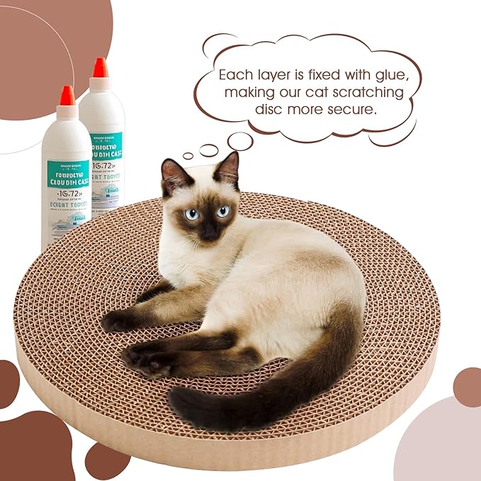 Round Cat Scratcher Refill 10 inch Diameter 7/8 Inch Thickness Circle Cardboard Cat Scratcher Replacement Pads Cat Scratching Boardcat Scratcher Pad for Indoor，3 PCS