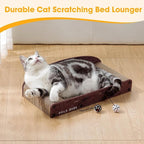 Poils Bebe 26 Inch Sofa Cat Scratcher, Small Cat Scratcher Cardboard with Bell Balls, Durable Couch Lounger for Indoor Cats, Cat Scratch Furniture Protector with Catnip, Cat Toys