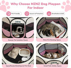 Dog Playpen, Portable Puppy Pet Crate Indoors for Small/Medium/Large Dogs Cats Rabbits, Foldable Dog Cage Enclosure for Outdoor, Pop Up Dogs Tent Kennel with Carrying Case, Pink