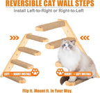 Cat Wall Climbing Shelf, 2 pcs Cat Wall Climber, 4 Step Climbing Stairs, Wall-Mounted Ladder with Sisal Scratching Rope, Perfect Wall Furniture for Perching (CatStairs2P4Steps)