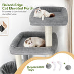 Globlazer 85 Inch Tall Cat Tree for Large Cats, Multi-Level Cat Tower for 4+ Cats with 3 Condos, 2 Hammocks & Sisal Posts, Heavy Duty Cat Tree Tower for Maine Coon, S85, Light Grey