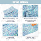 BEAUTYZOO Small Dog Sweater -Turtleneck Pullover Classic Cable Knit Fuzzy Winter Coat Dog Cold Weather Clothes for Small Medium Dogs Puppy Girl Boys(Gradient Cyan, S)
