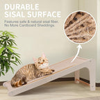 Sisal Cat Scratchers for Indoor Cats, 26.8'' L-Shape Cat Scratching Board, Solid Wooden Cats Scratch Pad with Mouse Toy, Large Cats Scratching Posts to Protect Furniture(Ramp Scratcher)