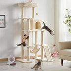 Topeakmart 63in Cat Tree, Large Cat Tower Furniture with Cat Condo, Padded Platform & Sisal-Covered Scratching Post, Stable Cat Tower Pet Play House