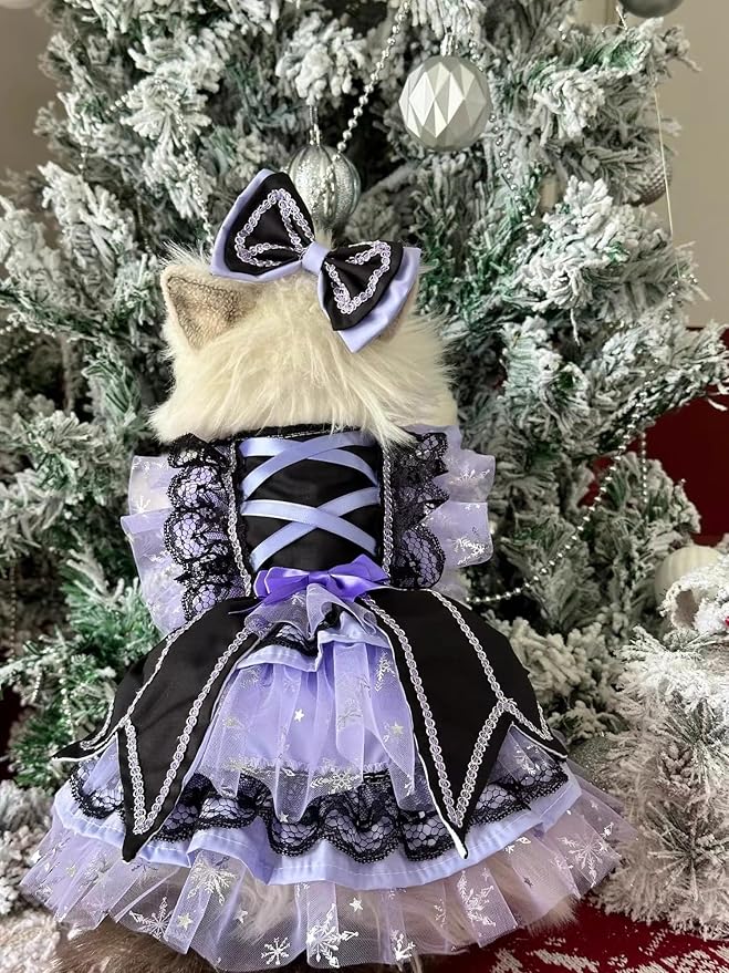 Furbabycare® Elegant Sweet Fashion Puppy Dog Blingbling Princess Skirt Pet Dog Lace Cake Camisole Tutu Dress B-Purple Small
