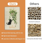 Sisal Cat Scratcher Mat Cat Wall Scratcher for Indoor Scratch Pad Wall Mounted Scratching Post to Protect Couch Carpet Furniture 23.6"x15.7" (Green Plant Cat)
