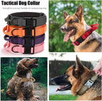 Tactical Dog Collar, Adjustable Military Training Nylon Dog Collar with Control Handle and Heavy Quick-Release Metal Buckle for Small Medium Large Dogs, Orange L