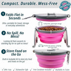 Loving Pets Bella Roma Collapsible Dog Bowls - Silicone Dog Bowls, Foldable Bowl, Puppy Essentials & Hiking Pet Supplies Great for Home & Travel (Pink, Medium)