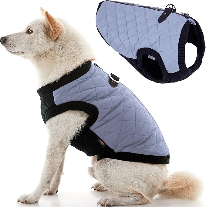 Gooby Fashion Vest Dog Jacket - Gray, X-Small - Warm Zip Up Bomber Vest with Dual D Ring Leash - Winter Water Resistant Small Dog Sweater