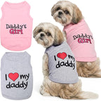 Parisian Pet 2 Pack Dog Shirts – 100% Cotton Shirts for Medium Dogs – Sleeveless I Love My Daddy & Daddy’s Girl Dog Clothes – Breathable Summer Pet Apparel - Stretchy and Stylish T Shirts for Dogs