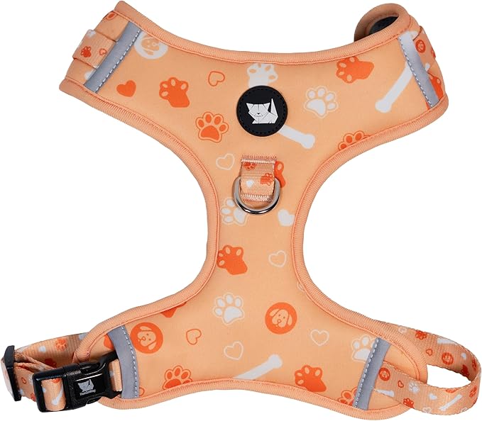 Haminway No-Pull Dog Harness for Medium Dogs – Reflective, Breathable Vest with Adjustable Chest & Neck Straps – Easy to Wear, Anti-Choke Harness for Safer Walks (Orange, Size Medium)