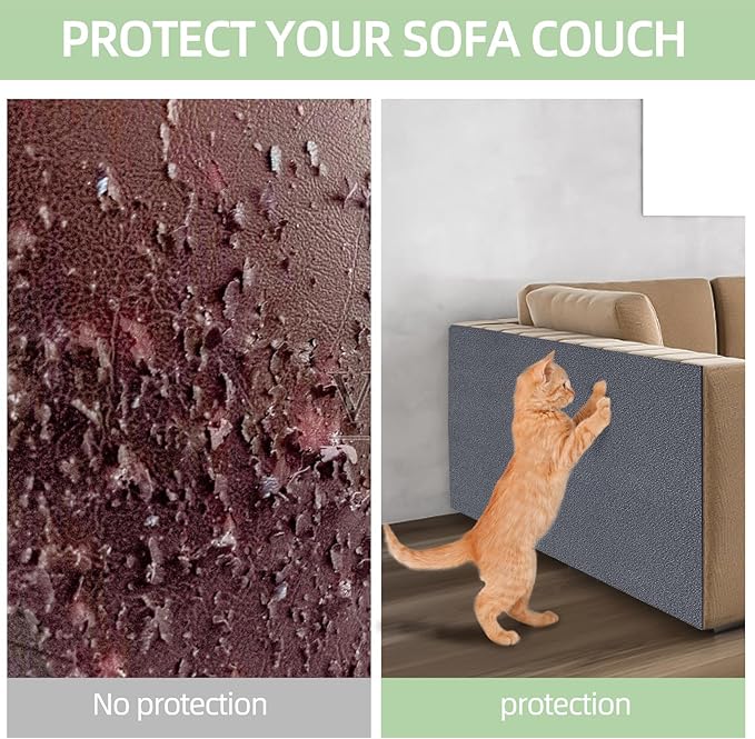 Cat Scratch Mat 120"x15.8",Cat Scratch Carpet Trimmable Self-Adhesive Cat Scratch Pad,Decorative Cat Tree Shelf，Cat Wall，Cat Scratching Post,Cat Couch Protector(Grey)