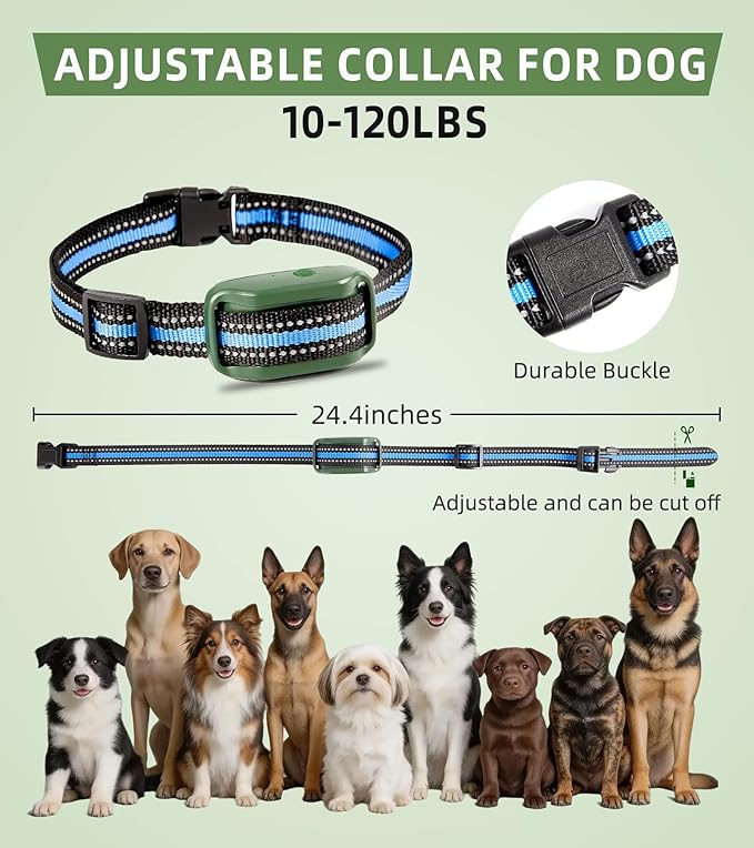 Shock Collar for Dogs, 4200FT Dog Training Collar with Remote for 15-120lbs Small Medium Large Dog, IP68 Waterproof Rechargeable E Collar with 3 Training Modes: Beep, Vibration, Safe Shock（Green）