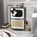 TaoHFE Cat Hideaway Modern Cats Furniture for Living Room Cat Houses for Indoor Cats with Scratching Pad & Soft Cushion, Cats Beds for Indoor TV Design end Table, Black