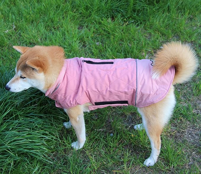 Reversible Dog Coats for Large Dogs Waterproof Warm Dog Jacket for Cold Winter,Pink XL