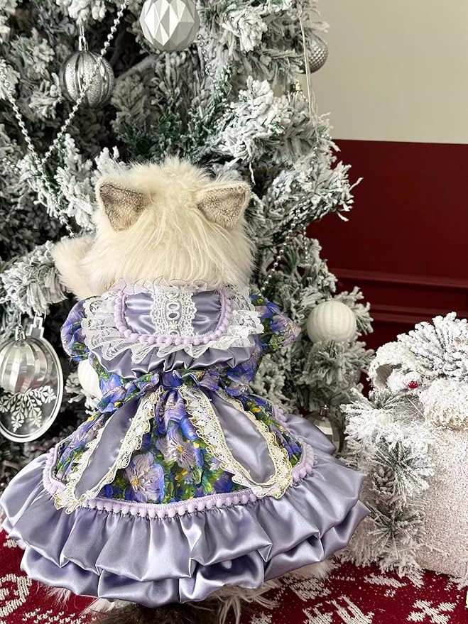 Furbabycare® Elegant Sweet Fashion Puppy Dog Blingbling Princess Skirt Pet Dog Lace Cake Camisole Tutu Dress C-Purple Small