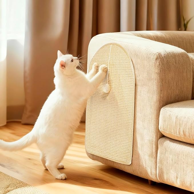 Sisal Cat Scratching Pads Mats, Cat Scratcher Mats, Wall Cat Scratch Board, Wear-Resistant Scratching Mat, Anti cat Scratch Wall Sofa Protector (Sisal Primary Color, 23.6" Lx15.7 W, 2PCS)