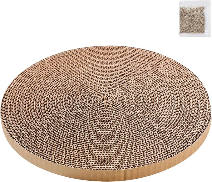 Round Cat Scratcher Refill 10 inch Diameter 3/5 Inch Thickness Circle Scratcher Replacement Scratcher Pads for Indoor Cats Scratching Cardboard (1 Pc)