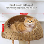Modern Design Cat Tree Tower, Hand Woven Comfortable Cat Nests with Natural Sisal Staircase and Scratch Toys, This Apartment is Suitable for Large Breed Indoor Multiple Play with
