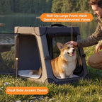 Snagle Paw Portable Dog Crate for Car Travel,Metal Frame Pet Crate,Pet Carrier for Car Back Seat Secures with Headrest Strap and Seatbelt,L,Gray
