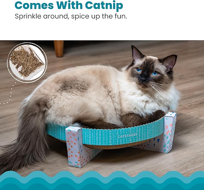 Catstages Scratch,Snuggle & Rest – 2‑in‑1 Indoor Cat Scratcher & Elevated Cat Lounger,Catnip Included,(Pack of 6)