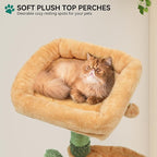 YITAHOME 37in Tall Cactus Cat Tree Tower with Self-Grooming Brush, Cute Cat Climbing Tower for Indoor Cats with Cat Condo, Plush Platform, Hammock, Sisal Scratching Posts, Dangling Ball