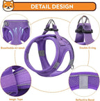 Dog Harness with Leash Set, No-Pull Step-in Reflective Pet Harness with 1 Leash Clips, Adjustable Soft Padded Easy Walk Dog Vest for Small Medium Large Dogs, Cats(Light Purple, XXSmall)