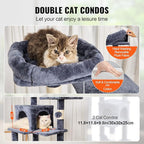 VEVOR Cat Tree for Indoor Cats, 63" Cat Tower with 2 Cat Condos, Sisal Scratching Post, Hammock, Top Perch, Jumping Platforms, Large Cat Furniture Activity Center with Hang Ball, Dark Grey