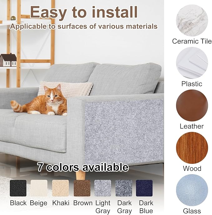 uxcell Self-Adhesive Cat Scratching Mat, 1 Roll 118" x 11.8" Couch Protector from Cat Claws for DIY Sofa, Wall, Doors, Cut Anti Cat Scratch Pad Carpet Mat, Khaki
