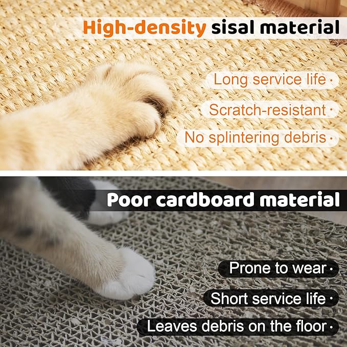 Cat Scratcher, Natural Sisal Cat Scratcher Pad & Interactive Kitten Toy with Ball Track and Catnip Ball for Indoor Hunting, Sleeping Physical Exercise, Puzzle for Small to Large Cats