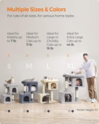 Feandrea Cat Tree, 40.6-Inch Cat Tower, Plush Condo for Extra Large Cats up to 44 lb, Large Perch, 2 Caves, Scratching Post, Light Gray UPCT614W01