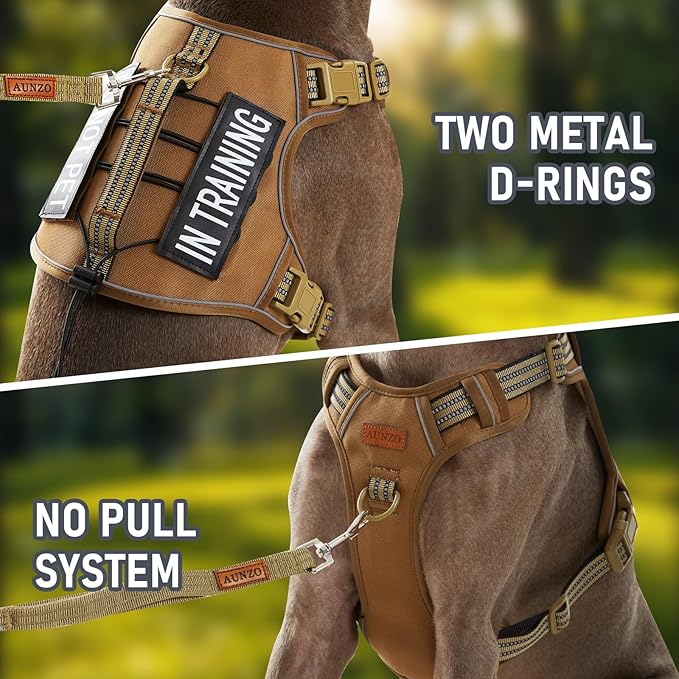 XSmall No Pull Dog Harness for Small Sized Dogs, Adjustable Vest for Easy Walking, Breathable Oxford Material, Reflective Strips, with Metal Front Clip Control, for Terriers, Army Green, XS