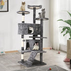 Heavy Duty Cat Tree,54 Inch Tall Cat Tower,2 Cozy Condos,Scratching Posts,Ladders & Sisal Pole,Multi-Level Perches Platforms for Indoor Cats,Sturdy Pet Climbing Furniture,Ashy